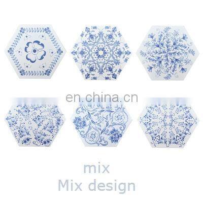 Kitchen and bathroom blue and white porcelain all hexagonal brick kitchen bathroom retro floret brick