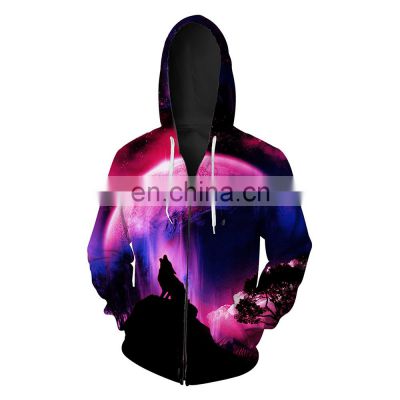 Factory  Custom Polyester 3D Pink Printing Hoodies Pullover Sweater With Zipper premium hoodie