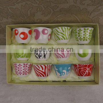 porcelain cawa cup with decal and color box