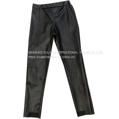 High Quality Ladies' Genuine Sheepskin Leather Leggings photo-2