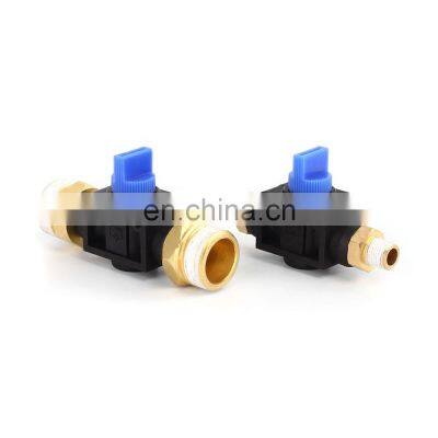 SNS HVSS Series brass and plastic air flow control double male thread hand valve pneumatic fitting