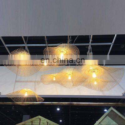 Chinese Lotus Leaf Bamboo Pendant Lamp Hand Make Hanging Light For Restaurant Hotel Lobby Tea Room Japanese Chandelier