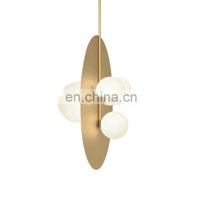 Nordic modern minimalist metal line glass ball chandelier champagne gold pendant light for living room dining room pendant lamp