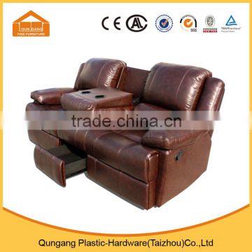 2 seat leather recliner sofa with storage drawer