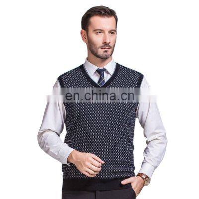 100% Cashmere V Neck Vest Men's Sleeveless Knitted Sweater