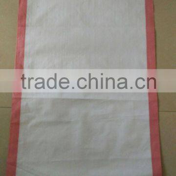 White color pp bag with red panel for packing grain, bean, maize