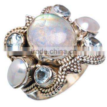 RARE RAINBOW MOON STONE 925 STERLING SILVER RING ,925 STERLING SILVER JEWELRY WHOLE SALE,JEWELRY EXPORTER