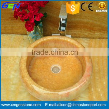 High Quality Indoor Bathroom Yellow Onyx Round Sink