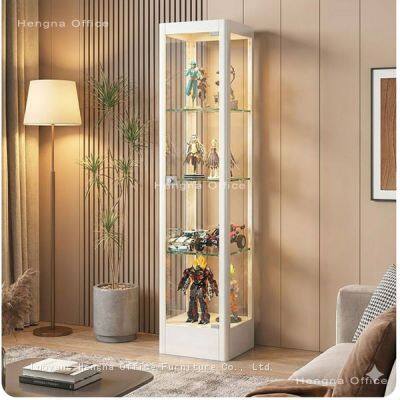 HN-DH72 Modern White Minimalist Curio Cabinet for Design Hotel, Slim Fit Design With LED Sensor Light &Durable Cold Rolled Steel