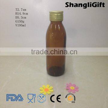 195ml Boston Round Amber Glass Bottle for Pill and Reagent