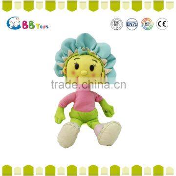 2015 New wave and cute flower face plush soft dolls toys for baby gift