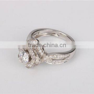 Micro Pave Setting Elegant Rose Shape Design 925 Sterling Silver Wedding Ring photo-3