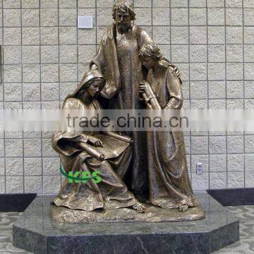 Bronze nun and Jesus cathedral statue