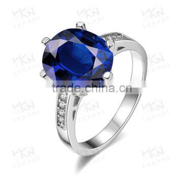 18k Plated Luxury Sapphire Gemstone Women Engagement Wedding Rings photo-5