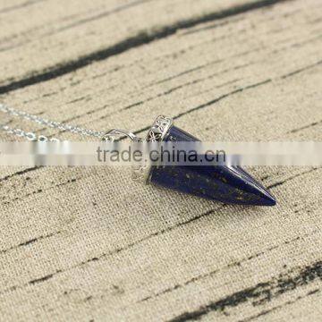 NE2367-13 Lapis lazuli with silver cap gemstone point Pendant necklace