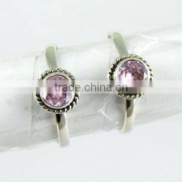 Designer Style Pink CZ Engraving 925 Sterling Silver Toe Rings Jewelry, Handmade Silver Jewelry, 925 Sterling Silver Jewelry