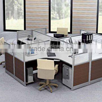 Modern Elegant Round Workstation Wooden 4 Seaters Office Cubicle (SZ-WS332) photo-2
