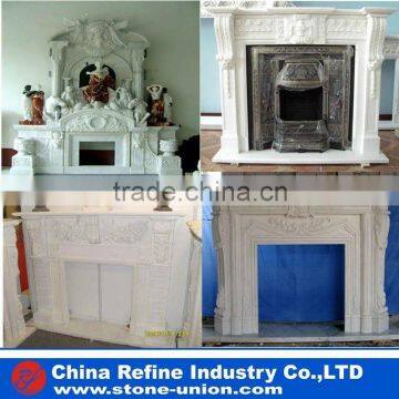 pure white column carved cultured travertine marble fireplace mantels