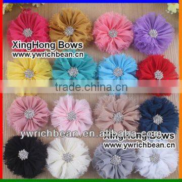 Hot-sales handmade baby shabby chic flower with clip ! kids fashion mixed colors shabby hair flower with clip !CB-2776