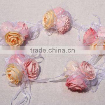 fancy love flower garland rose artificial flowers ball rose garland with ribbon, silk flowers