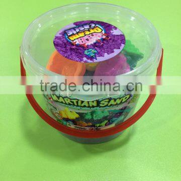 Kid play dynamic sand ,many colorful Martian moving sand in Bucket packing