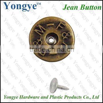 Fashion metal custom jeans rivets buttons for jeans