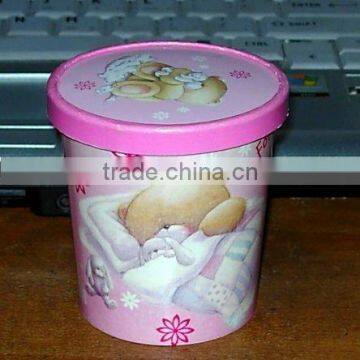 ice cream cup with paper lid