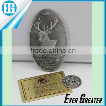3M custom made badge gold aluninum soft stickers label custom metal logo stickers wine labels