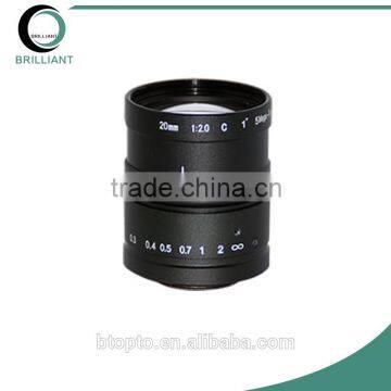 5MP 1" Format C mount Manual Iris 20mm Fixed Focus Lens for Machine Vision