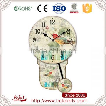 Elegant design green leaves and color sparrow design clock pendulum