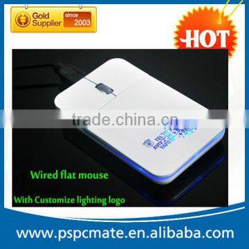 Mini cute optical flat mouse with light up logo as coorperate preminum gifts