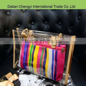 wholesale lightweight cheap pvc handbag with chain