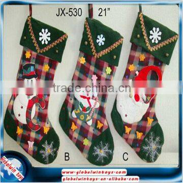 530 hot sell cute 21inch cloth wholesale christmas stocking socks gift for kids