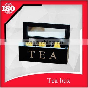 Black high quality cherry wood tea box