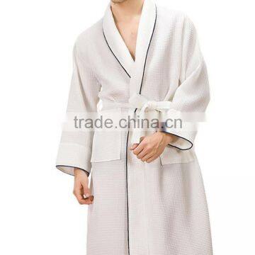 Spring And Autumn Men's robe Long Sleeved 100% Cotton Plaid And Geometric Pattern Gown Bathrobe Bathrobes Male