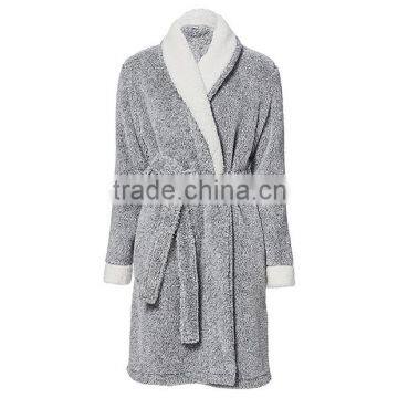 Wholesale 100% Polyester Heather Grey Winter Warm Mens Coral Fleece Sleep Robe