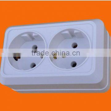 EU Style Surface Mounting Double Socket Outlet with Grounding (S1210)
