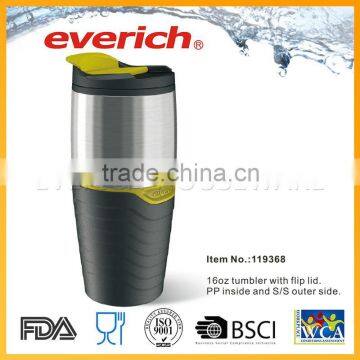 Fashion heat-transfer plastic double wall travel mug