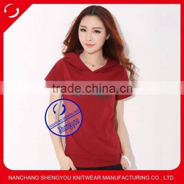 china fashion custom short sleeve hoodie manufacturer