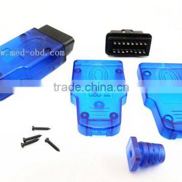 BLue OBD2 Connector J1962m Plug with Enclosure and Cable Relief 16pin Male Connector