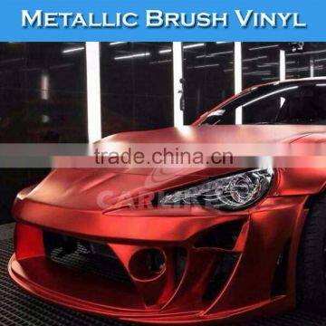 5FTx65FT Air Free High Quality Metallic Brushed Red Film VInyl Car Wraps photo-4
