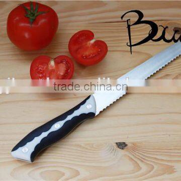 Good qulity stainless steel kitchen bread knife with PP+TPR handle BD-K6674