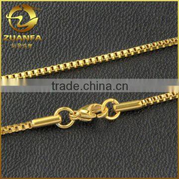 1.5mm men's stainless steel yellow gold box chain necklace