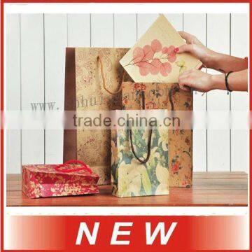 kraft paper bag,gift bag,packing bag,flower print,there size