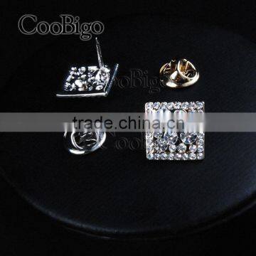 Fashion Jewelry Rhinestone Cuff-Link Gold Silver Unisex Chirstmas Party Gift Promotion Apparel Accessories