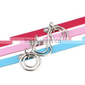 Fashion Handmade Punk Gothic Double O Shaped Metal Leather Button Jewelry Collar Choker Necklace photo-6