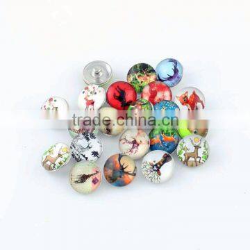 Wholesale Mixed 18mm Round Glass Cabochons Cute Deer Snap Buttons