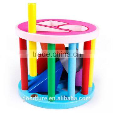 Wooden Rolling Barrel With Shape Blocks