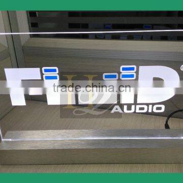 Super slim acrylic lighted sign acrylic LOGO LED edge lit sign with aluminum base