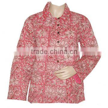 Cotton Hand block Printed Reversible Kantha Work Ladies Jackets & Coats